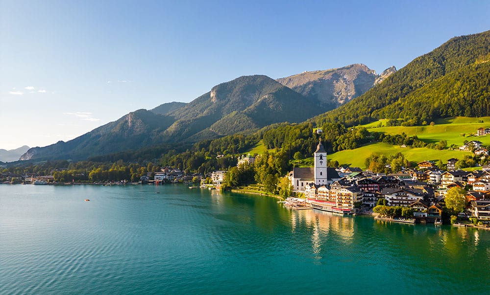 Ferienwohnungen am Wolfgangsee im Salzkammergut: Blick auf St. Wolfgang