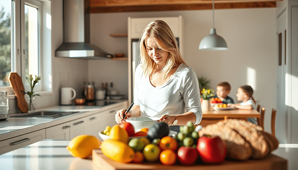 Frau in der Küche einer Ferienwohnung in St. Wolfgang